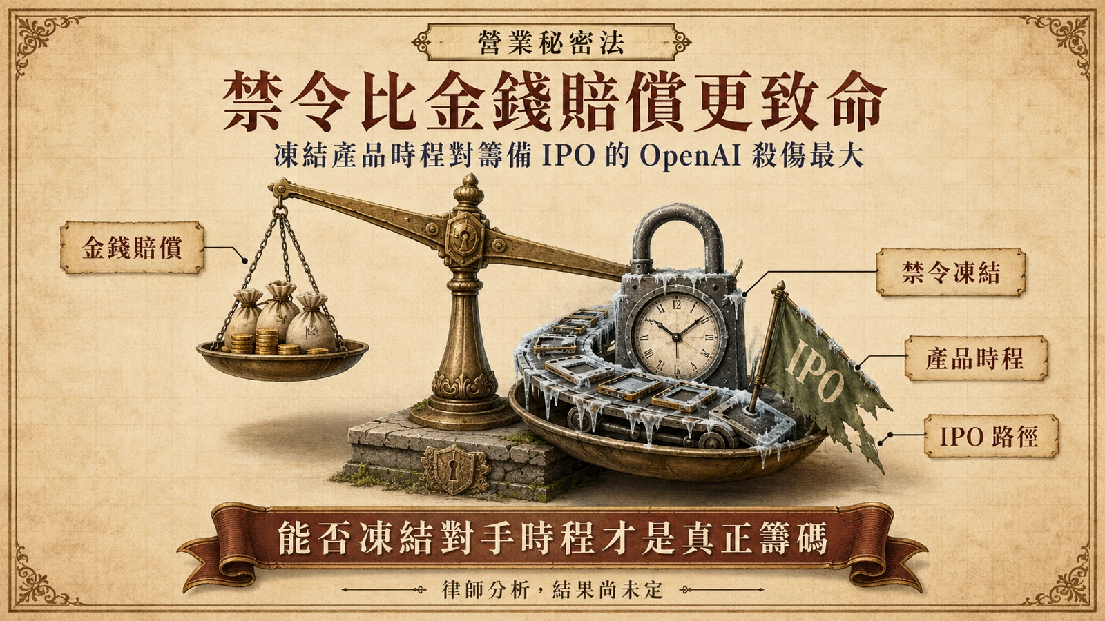營業秘密訴訟的主要籌碼是凍結產品與延誤上市，而非單純追求金錢賠償。