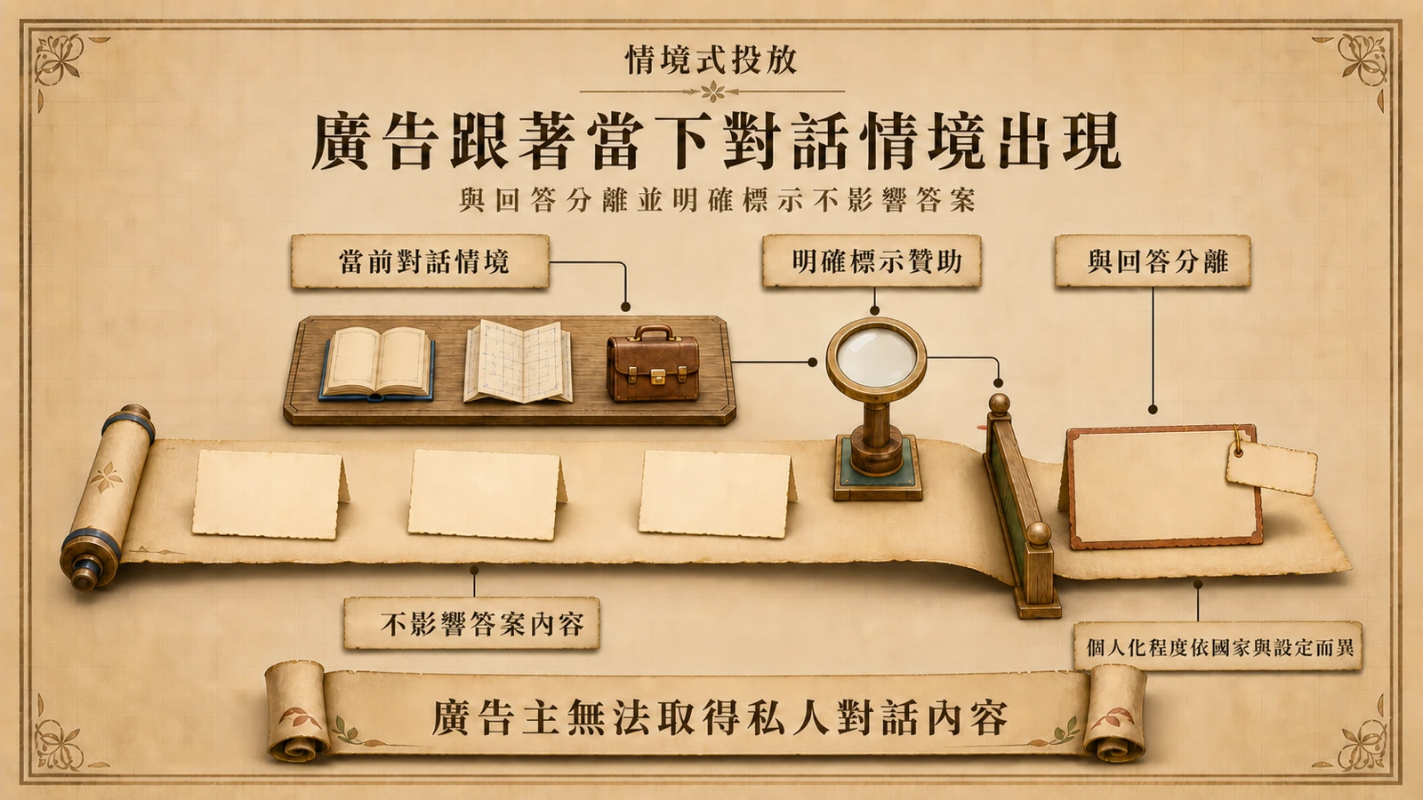 ChatGPT 依當下對話情境顯示廣告,廣告與模型回答分離並明確標示贊助。