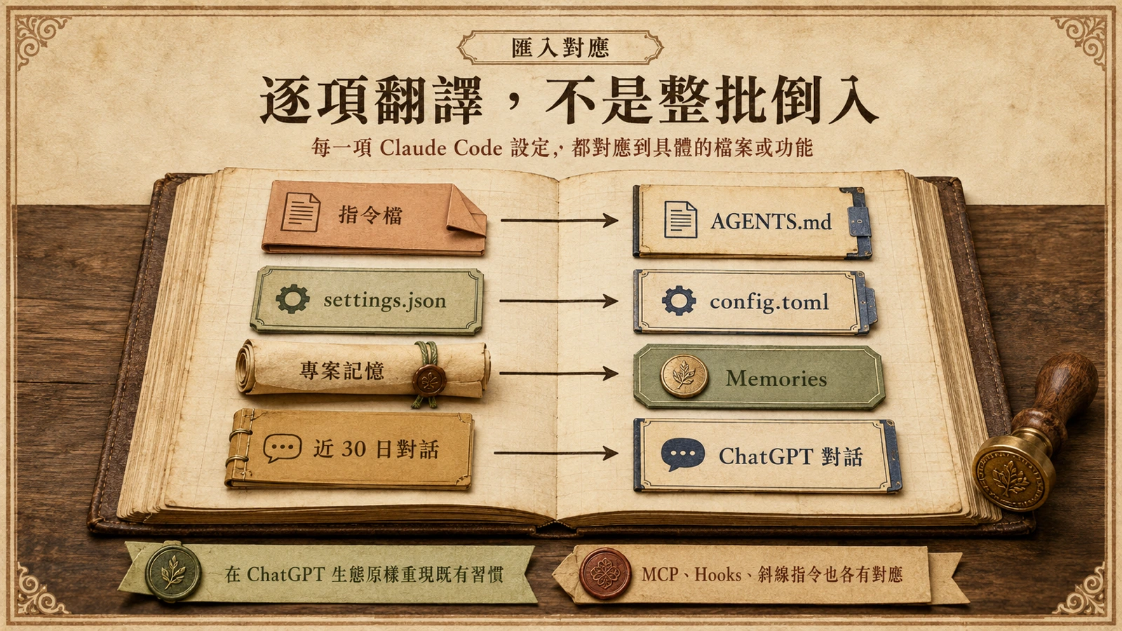 Claude Code 的設定與工作匯入 ChatGPT 與 Codex 的對應關係