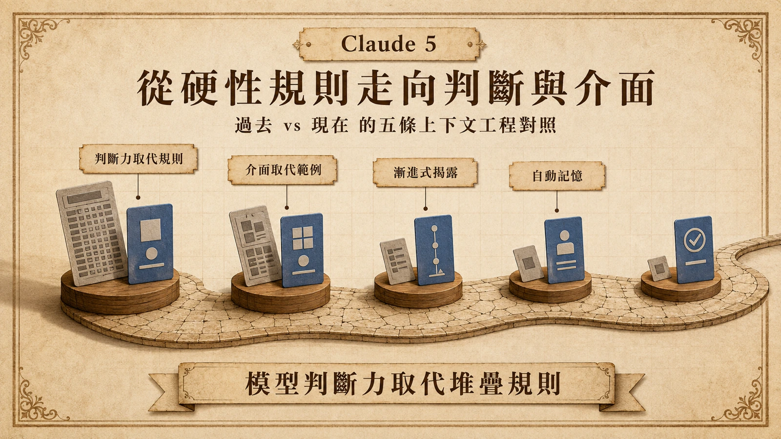 Claude 5 減少硬性規則，改以模型判斷、介面設計與漸進式揭露管理上下文。