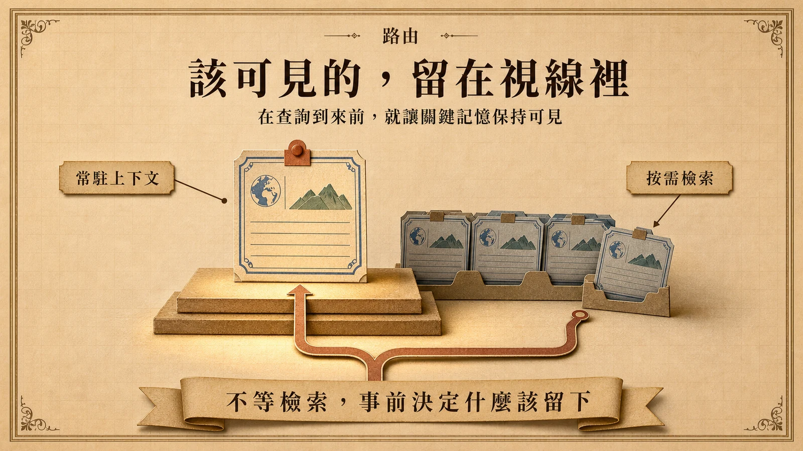 重要記憶可常駐上下文保持可見，其餘資訊則在需要時再檢索。