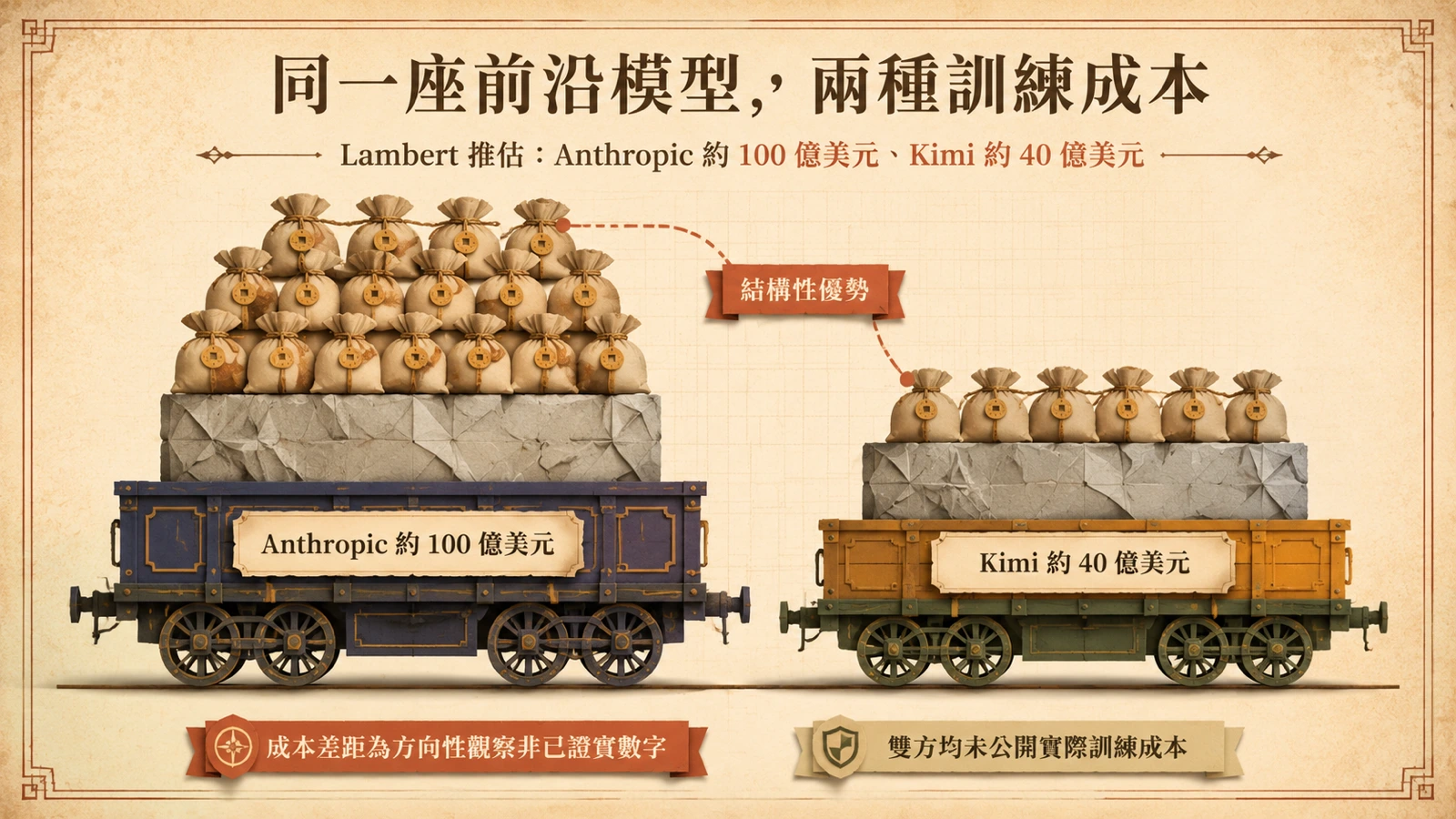 開放模型可達到接近前沿閉源模型的能力，但訓練與部署成本明顯較低。