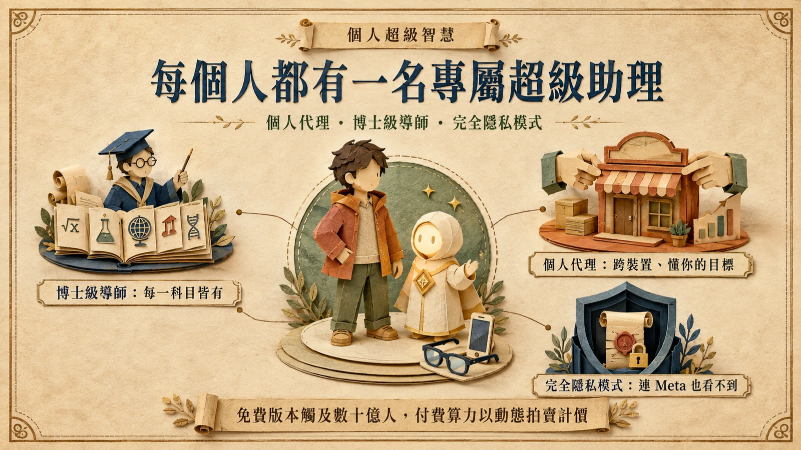 個人代理、博士級導師與完全隱私模式：把「人人可用」落成可交付的產品。