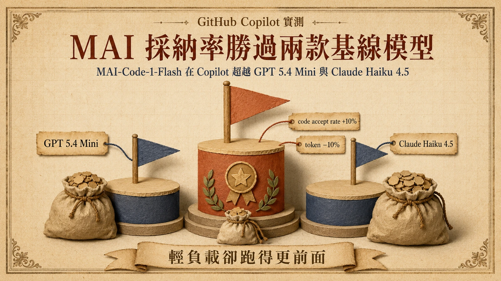 MAI-Code-1-Flash 以較低 token 用量超越 GPT-5.4 Mini 與 Claude Haiku 4.5。