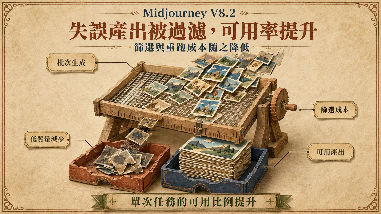 Midjourney V8.2 降低低品質結果比例，提高批次生成中的可用產出。