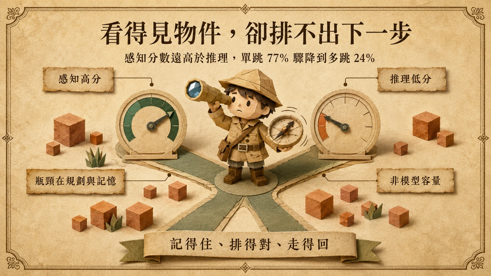 多模態模型能辨識 Minecraft 物件，卻仍難以規畫路徑與完成長程推理。