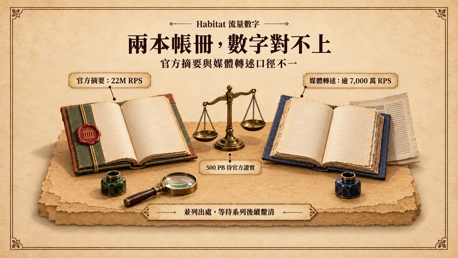 官方摘要與媒體轉述各給出不同的每秒請求數，兩組數字差距超過三倍，統計口徑尚未釐清。