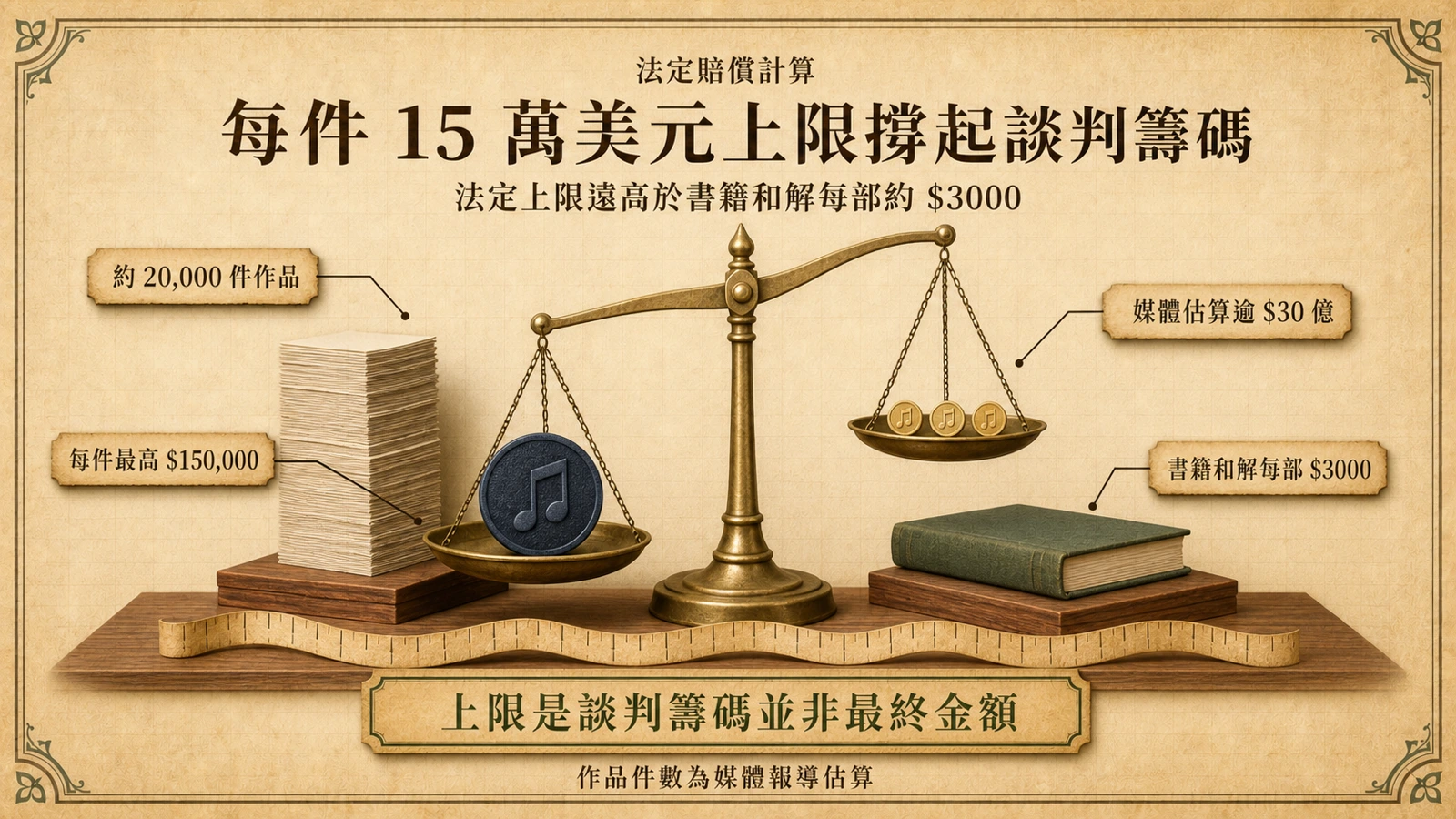 每件作品的法定賠償上限與先前和解基準之間的差距,構成原告最主要的談判籌碼。